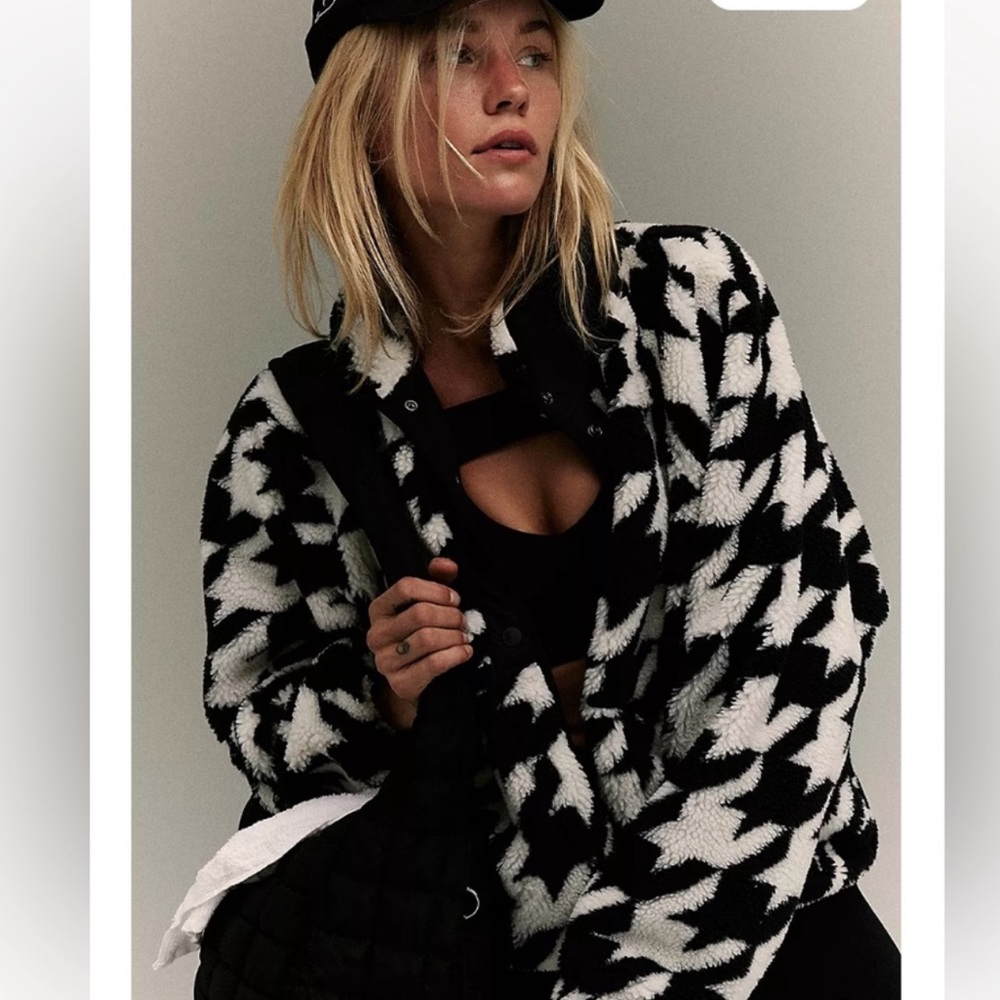 Free People Hit The Slopes Houndstooth Jacket